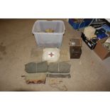 A box of various military related items