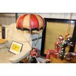 A hanging parachuting clown ornament