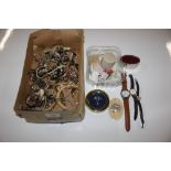 A box of various costume jewellery etc.