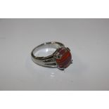 A Sterling silver and banded agate ring, size R