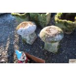A pair of small garden staddle stones