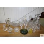 A collection of table glassware to include decante