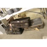 Three vintage suitcases and contents of linen etc