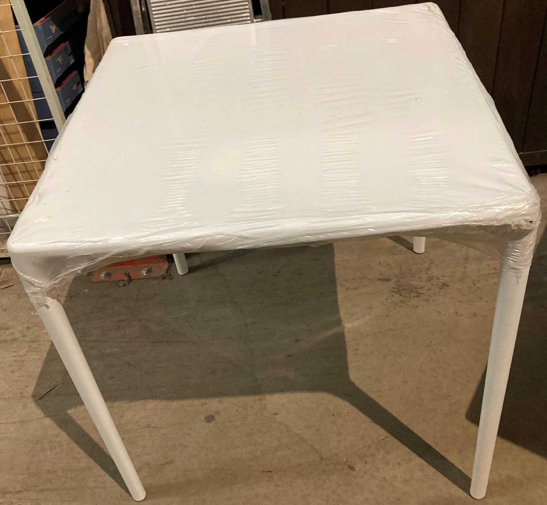 A Siesta Garden Furniture Mango Hi-Tech White Stackable Plastic Table - 72cm x 72cm - Boxed - Image 3 of 3