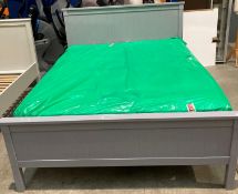 A Laura Ashley medium grey wood framed 5 foot bed with Gilt Edge Pisa memory foam mattress (advised