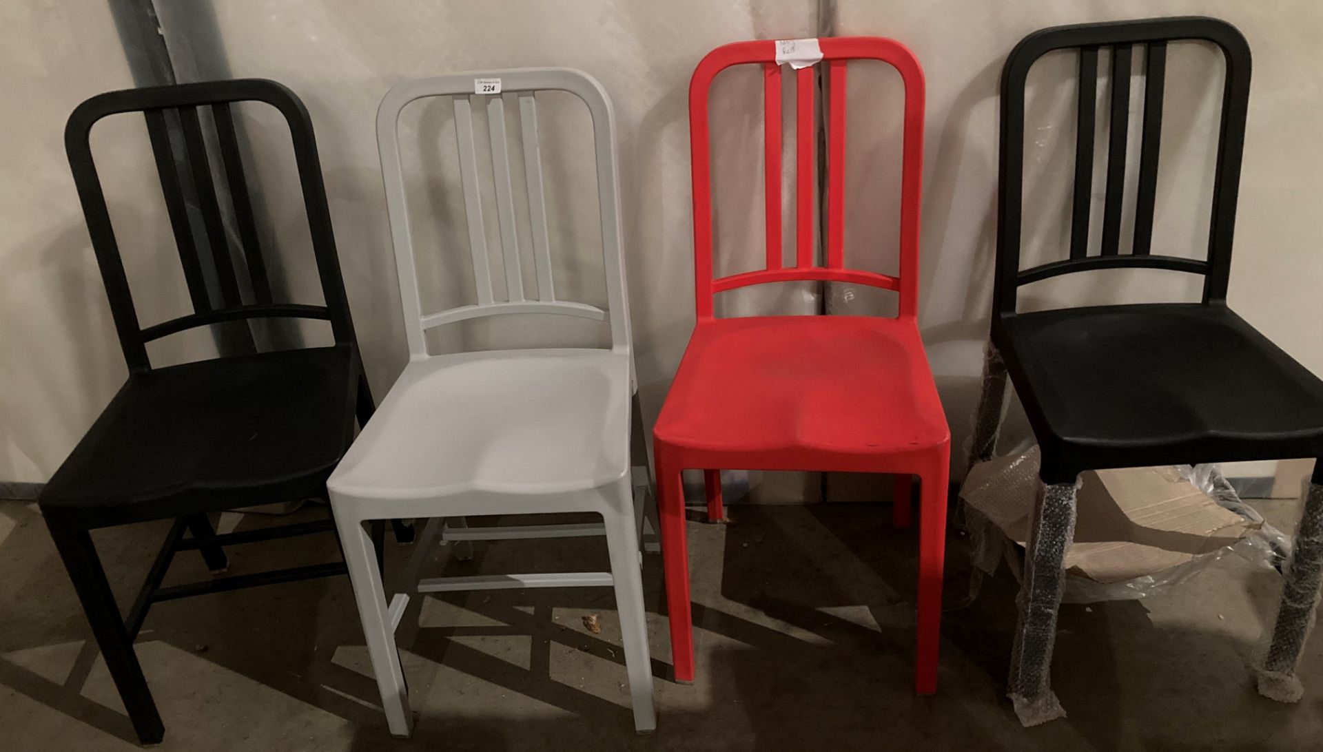 4 x Dining Chairs UK Ltd - PP Navy Plastic Dining Chairs - 2 x Black, 1 x Red,