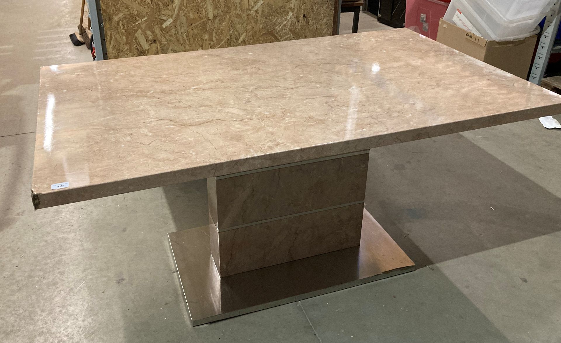 Imitation marble topped table on centre