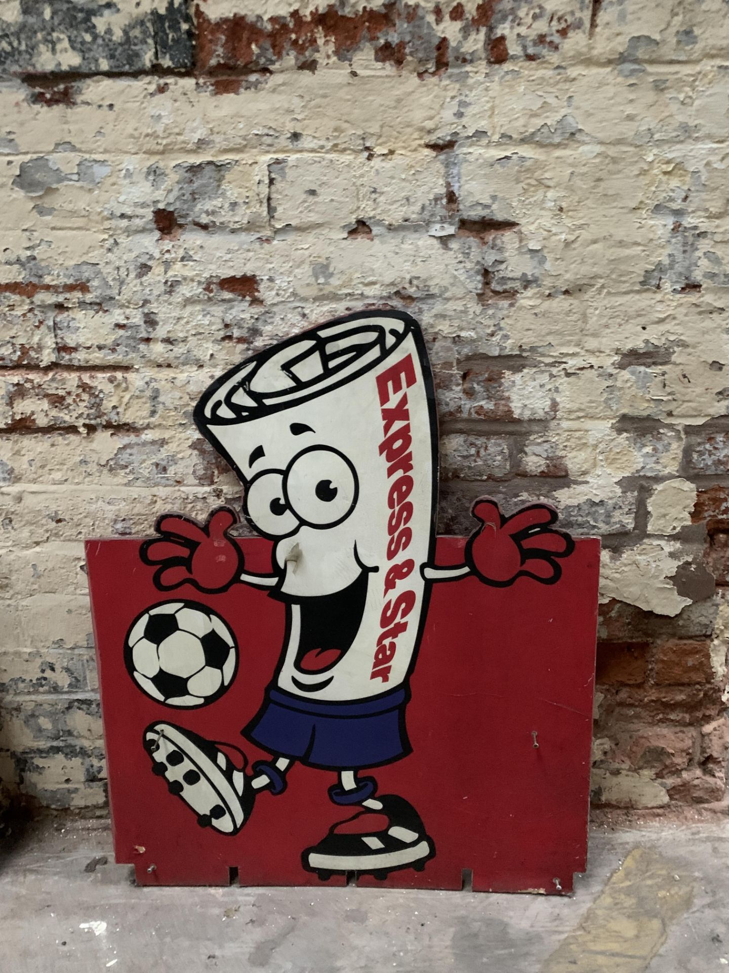 A pair of plywood advertising panels featuring a cartoon Express & Star football mascot, - Image 3 of 4
