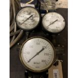 Three pressure gauges - two max pressure 1600 11F/in²,