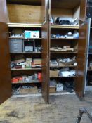 Contents to two cupboards to include plumbing spares, rubber gaskets, etc.