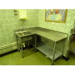 Steel framed corner unit with stainless steel sink and drawer 150cm x 120cm x 60cm