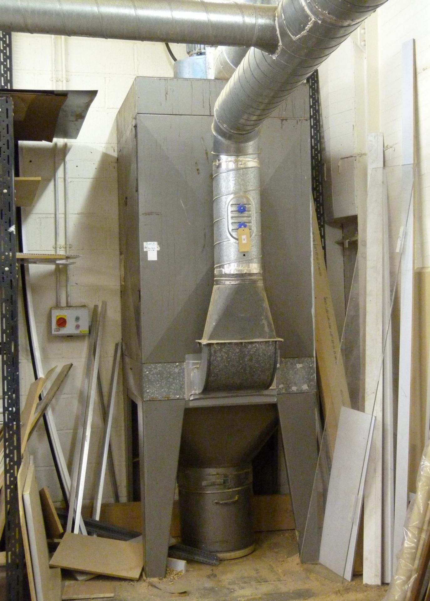Dust extractor with steel pipe work to workshop