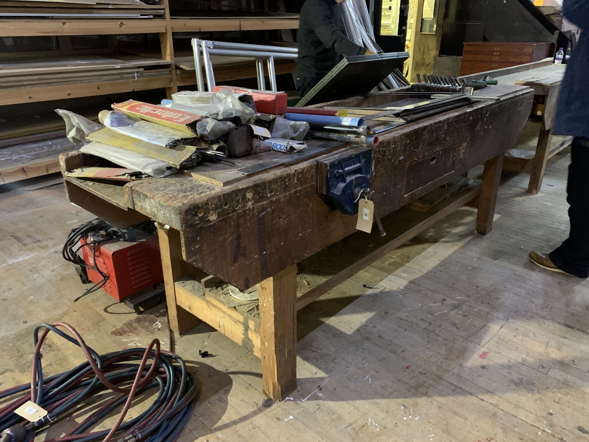 Woodworkers bench with Record vice,