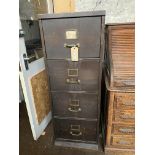 Two brown metal four drawer vintage filing cabinets (one by Chubb)