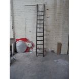 An eleven rung wooden ladder