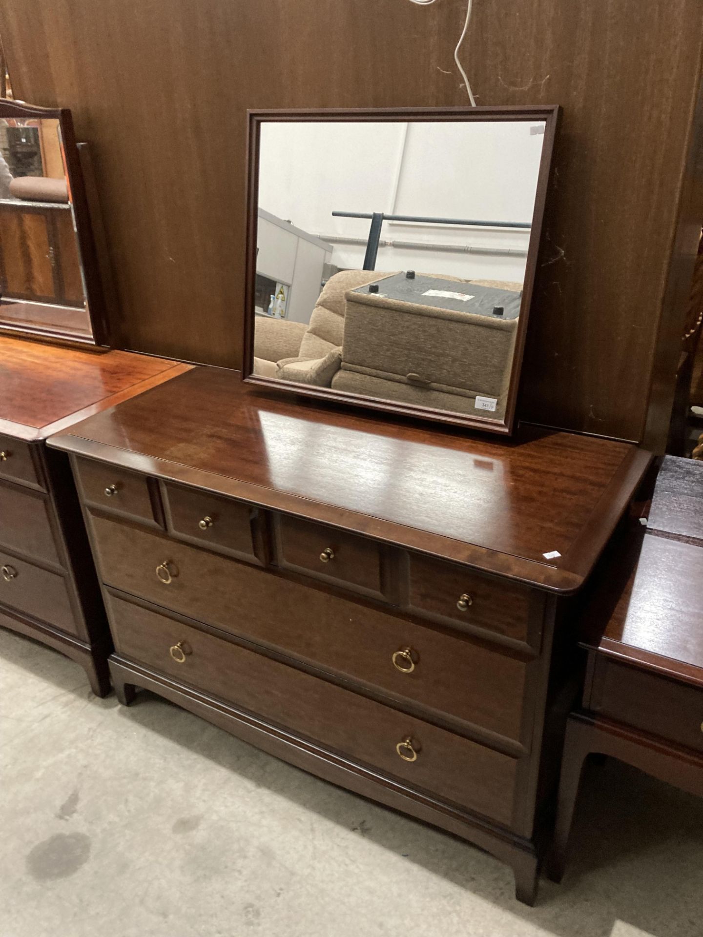 A pair of Stag mahogany finish six drawer (four short, two long) mirror back dressing tables, - Image 6 of 7