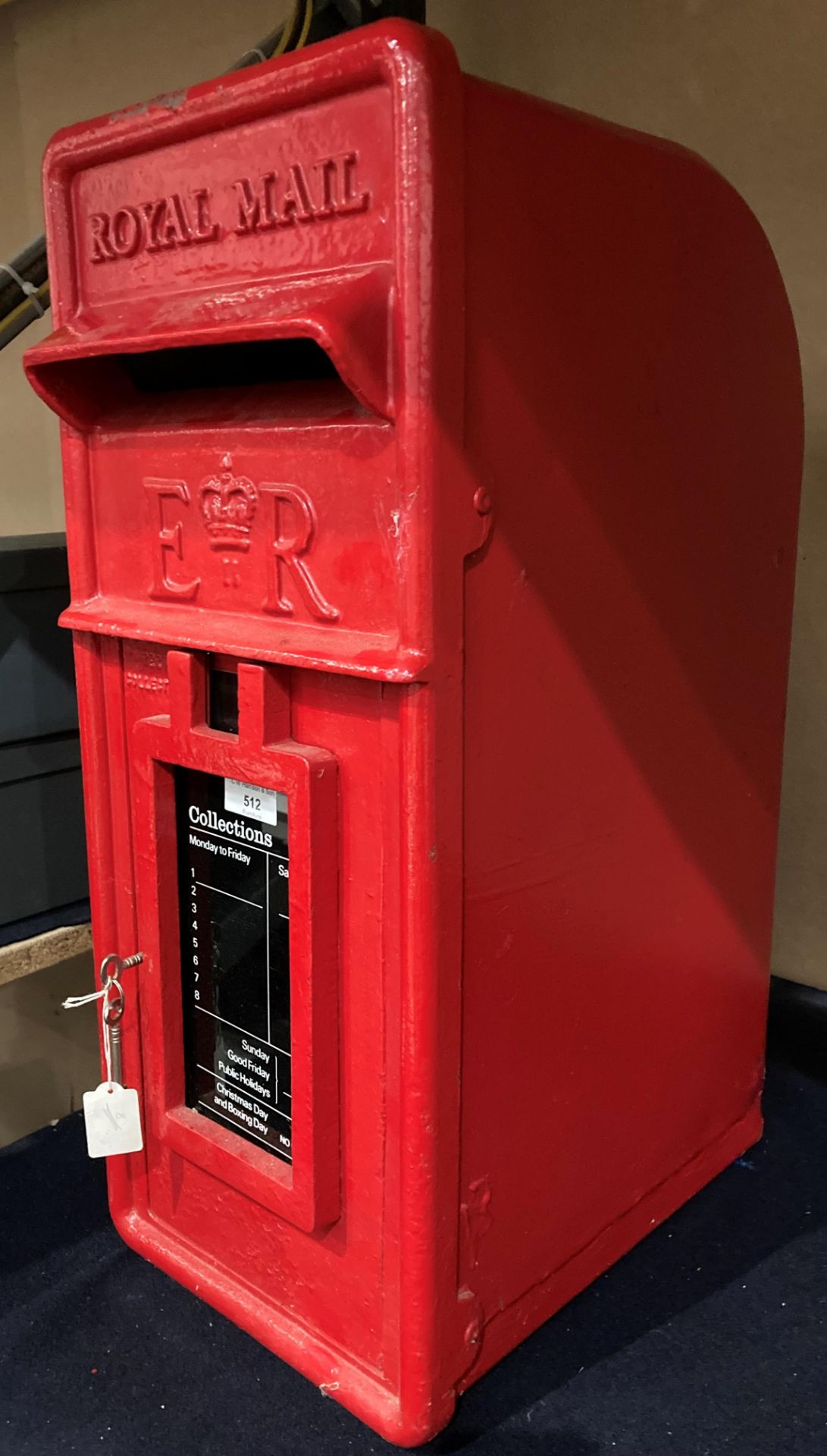 An ER II Royal Mail red letter post box 26cm x 34cm x 61cm high complete with key (restored) - Image 2 of 2