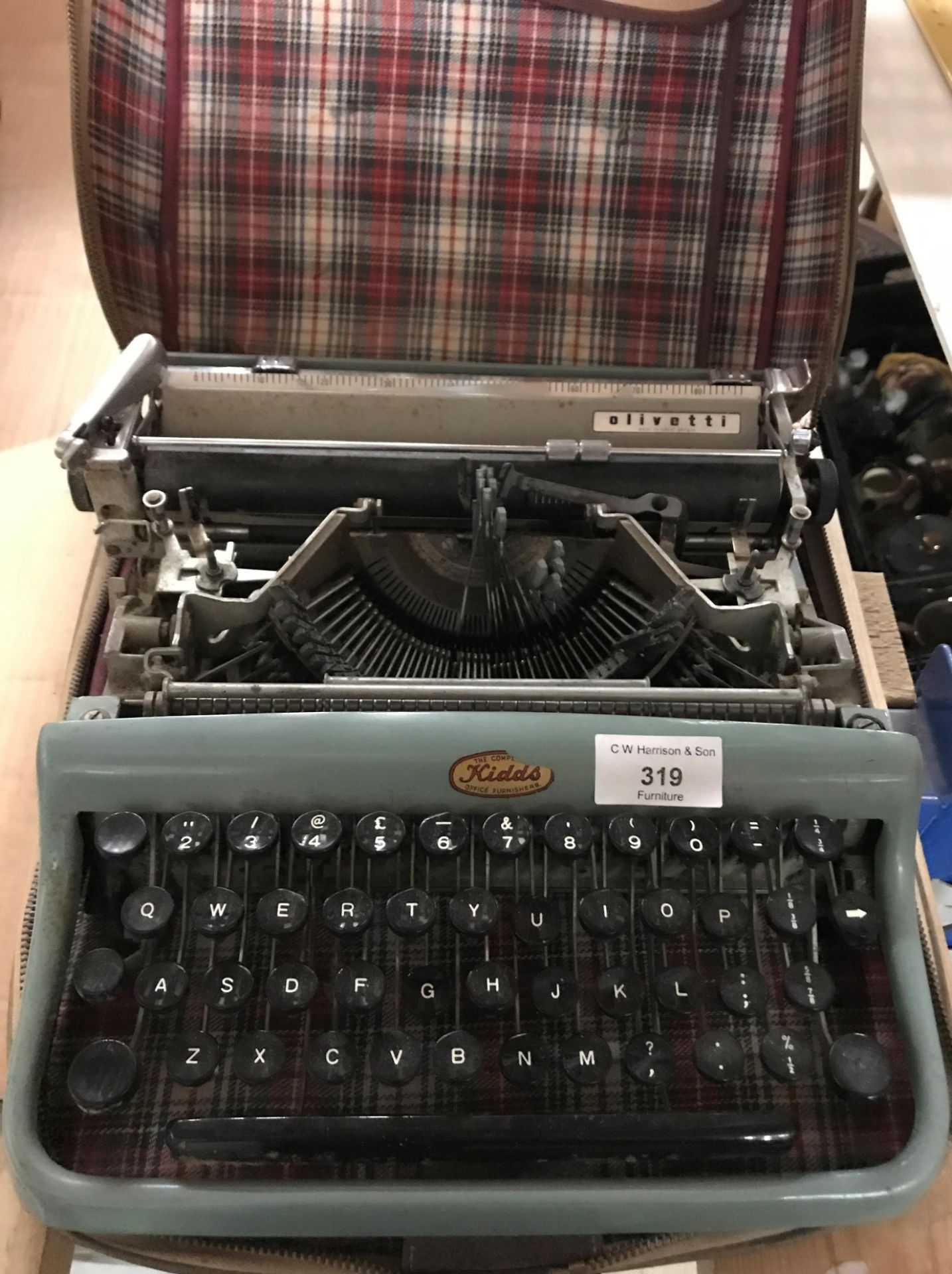 An Olivetti manual typewriter in carrying case