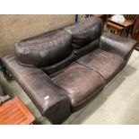 A brown leather 2 seater sofa