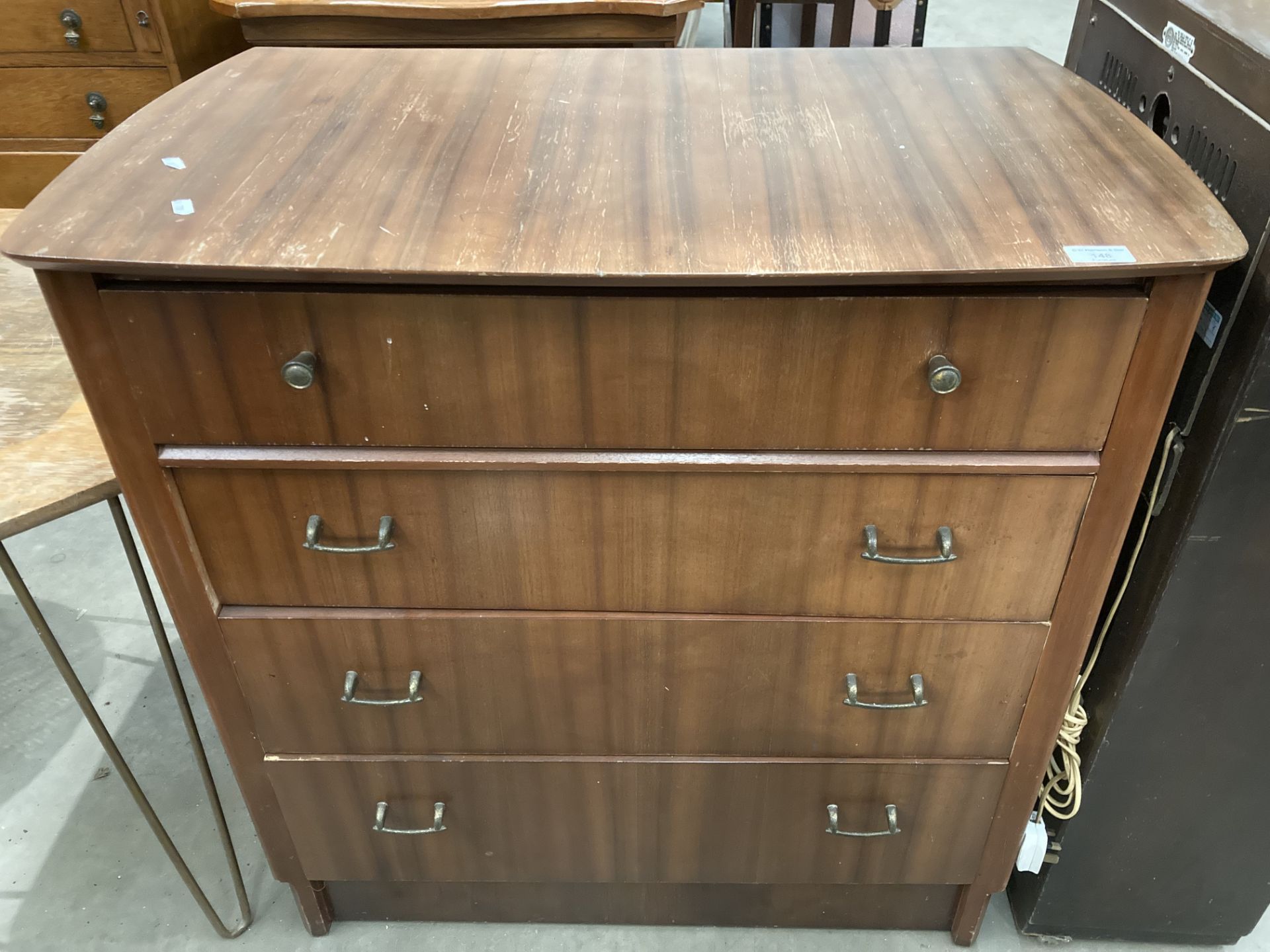 A mahogany veneered four drawer chest of drawers 80cm x 84cm high - Image 2 of 2