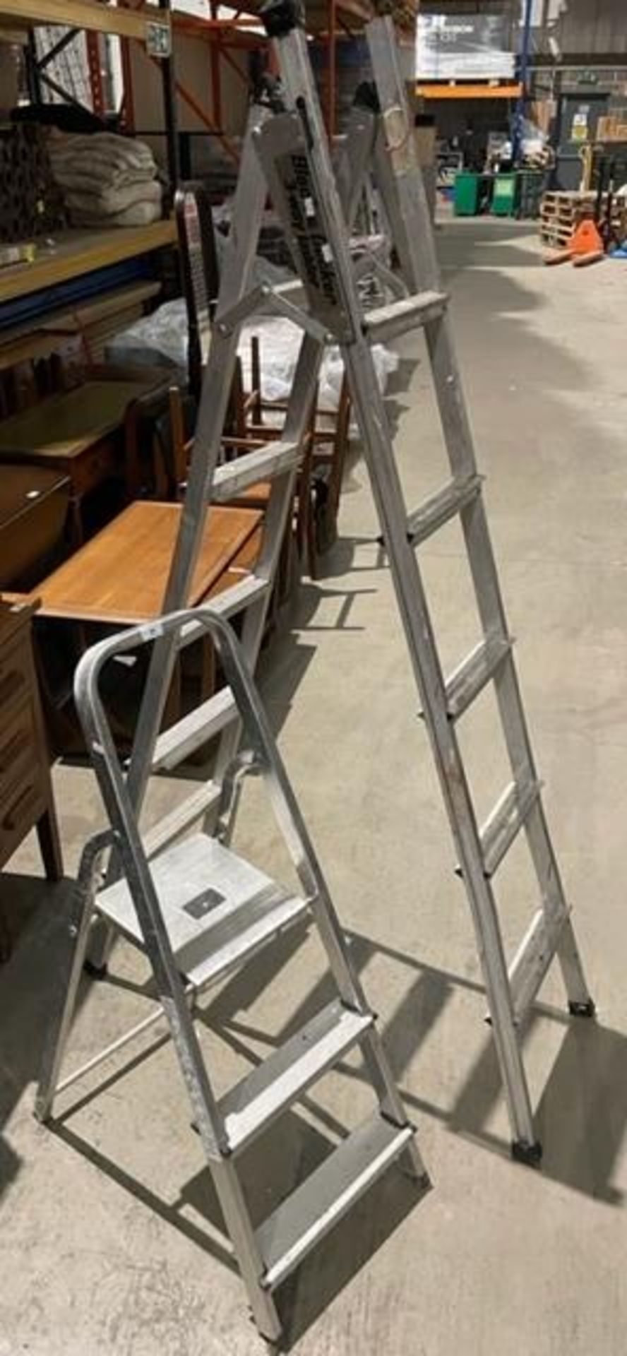 Black and Decker aluminium 3-way ladder type 2 and a 2 step aluminium step ladder
