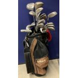 A set of Dunlop Power MX irons, three iron to sand wedge, Graphite shafts and Longridge chipper,