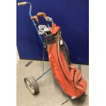 Contents to golf bag - 9 assorted irons, Uniroyal, North Western,