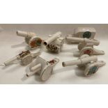 Seven pieces of World War I related crested china mainly artillery pieces by Arcadian,
