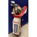 A set of Hogan Edge irons, three iron to sand wedge and three metals,