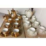 Two fifteen piece coffee sets - Royal Doulton 22ct gold and white floral pattern and Epiag