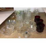 Forty-five plus pieces of glassware including 22cm diameter trifle bowl with 8 matching dishes,