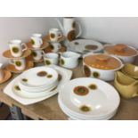 Thirty-seven pieces Meakin Palma dinner/coffee service (chip to one plate) including two lidded