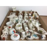 Contents to lid - forty plus pieces of crested china - Arcadian, Grafton, Victoria,