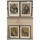 Four framed reproduction humorous hunting prints 'Mr Weller', 'Jorrocks',