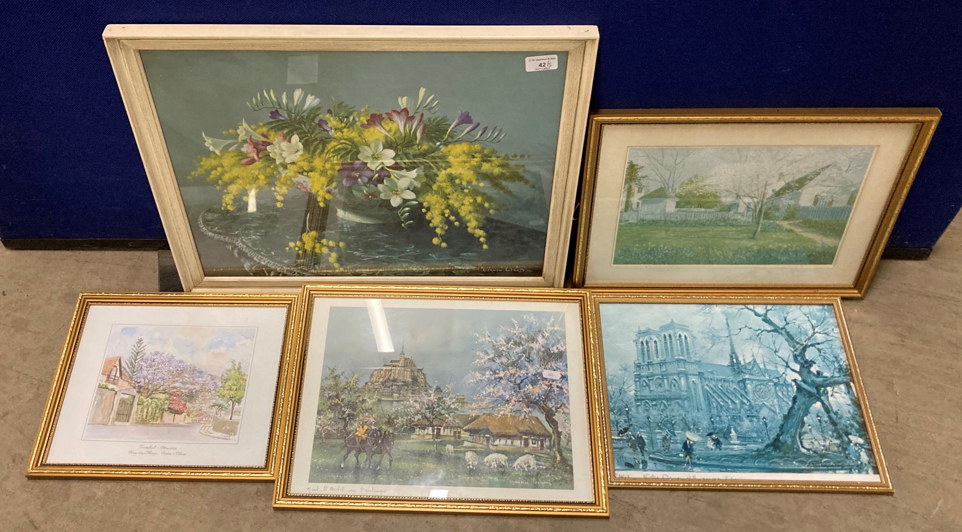 Vernon Ward framed print 'Still Life' 40cm x 52cm and four smaller framed prints French and other - Image 2 of 2