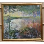 Framed Impressionist print 'By the Pond' 65cm x 78cm