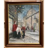 Martyn G Fretwell '95' framed oil 'Victorian Snowy Street Scene',