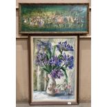 Sheila Angus, Newquay framed oil on board 'Agapanthe Lilies' 75cm x 50cm,