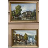 Oliver two gilt framed oils on board Parisian scenes each 50cm x 76cm