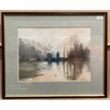 M Richardson FBID framed Limited Edition print 'Lake Scene' 30cm x 44cm,