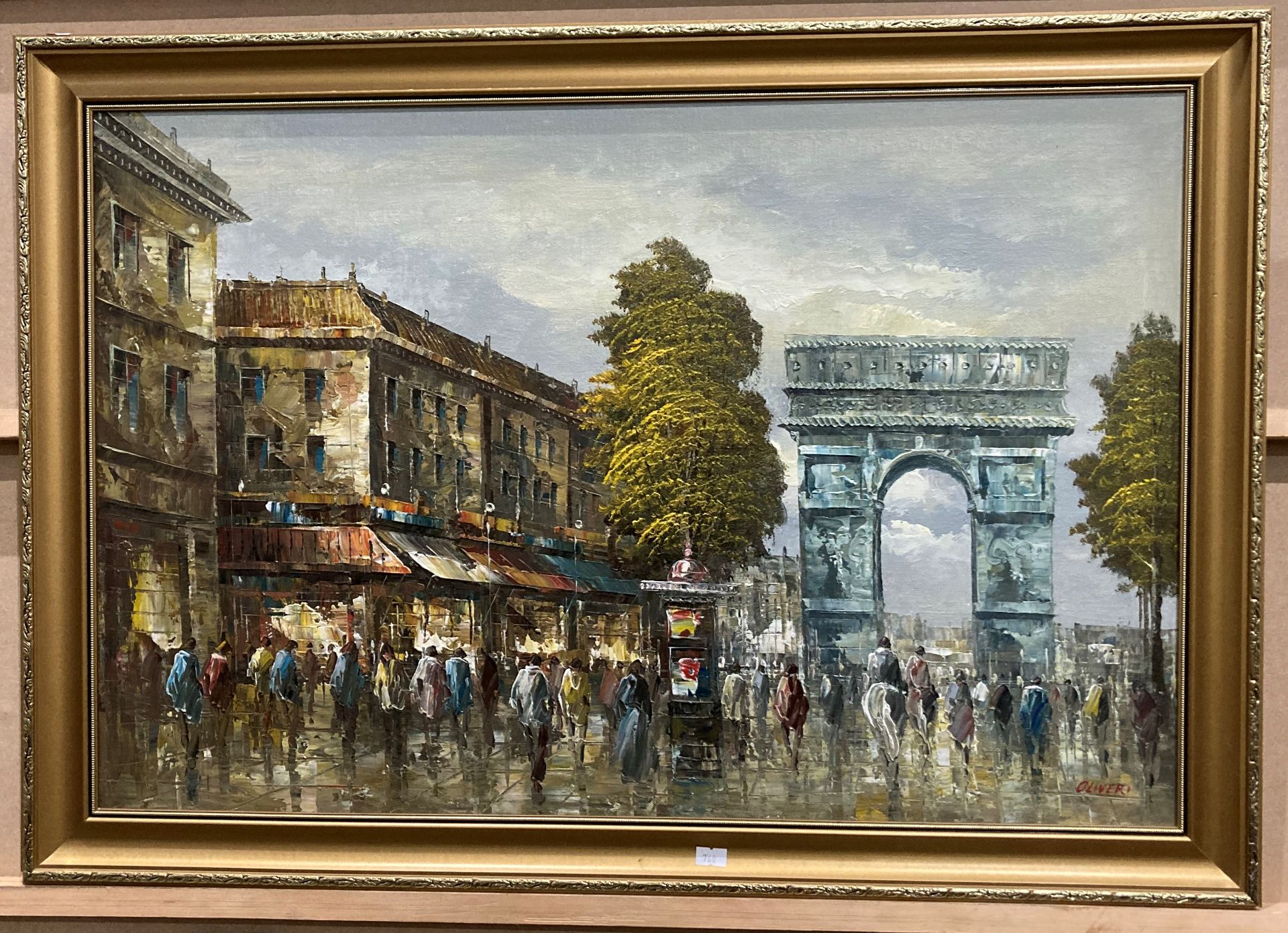 Oliver two gilt framed oils on board Parisian scenes each 50cm x 76cm - Image 4 of 5