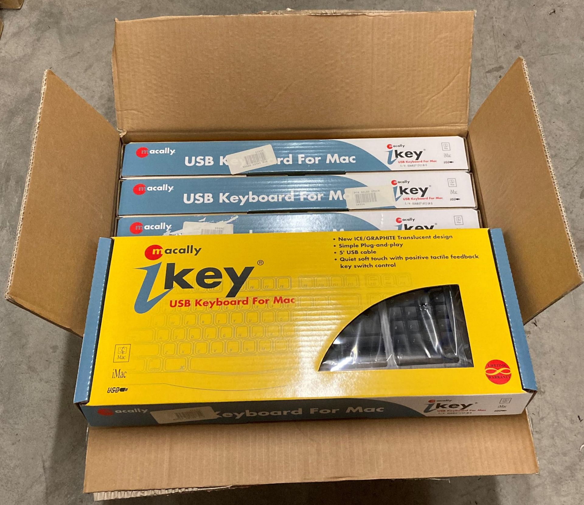 5 x Macally iKey USB Extended Keyboards for Mac,