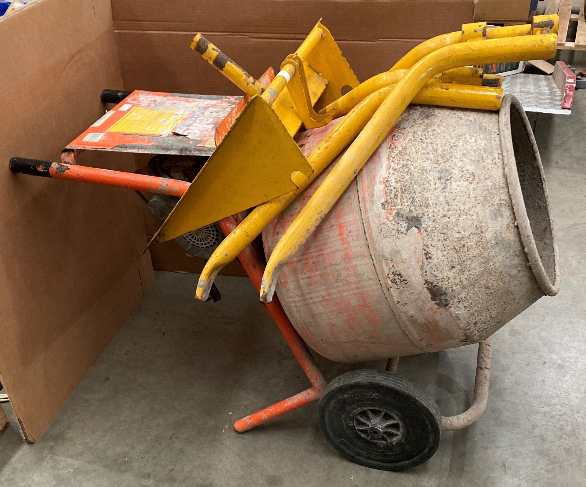 Belle Mini 140 240v mobile cement mixer complete with stand (middle of warehouse) - Image 2 of 5