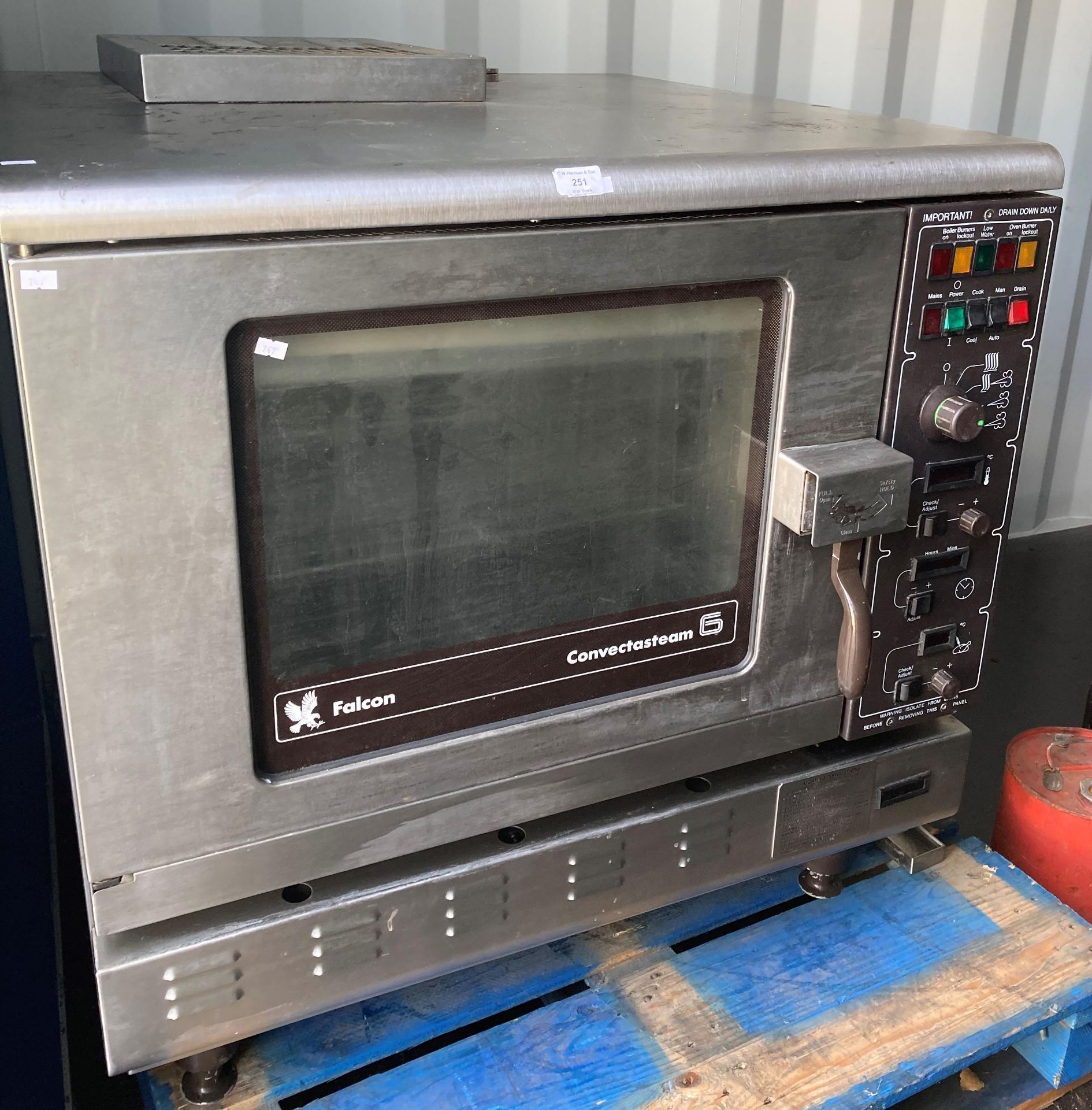 A Falcon Convectastream 6 stainless steel catering gas oven (in container)