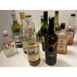 11 x part bottles of assorted spirits including Ricard, Southern Comfort, Campari, Gordon's gin,