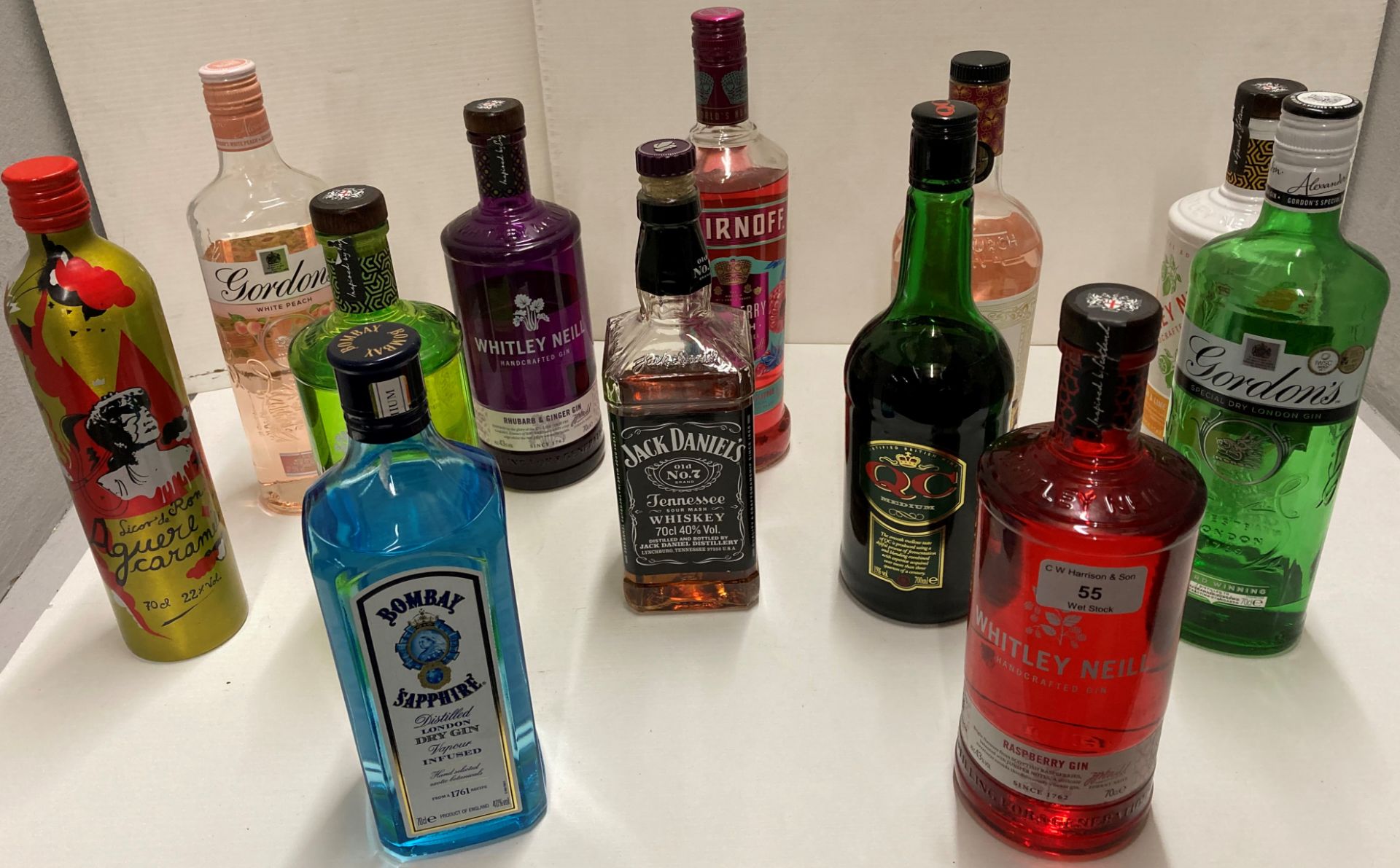 12 x part bottles of assorted spirits including Whitley Neill, Bombay Sapphire, Gordon's,