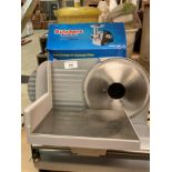 Andrew James 240v meat slicer complete with two spare blades and a Butchers Sundries meat grinder