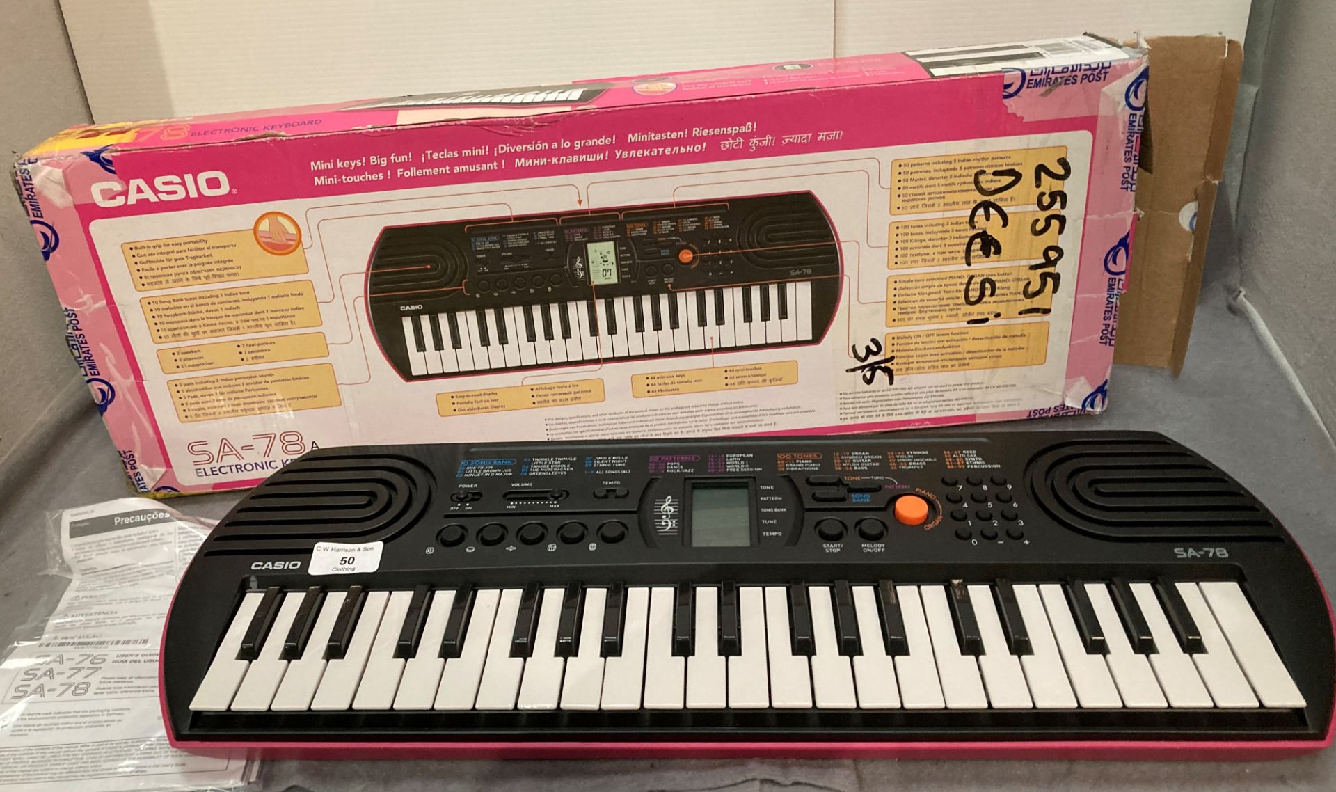 Casio SA-78 electronic keyboard boxed - no power lead *Please note the final purchase price is