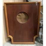 An oak and teak cased speaker cabinet, 100cm x 122cm high,