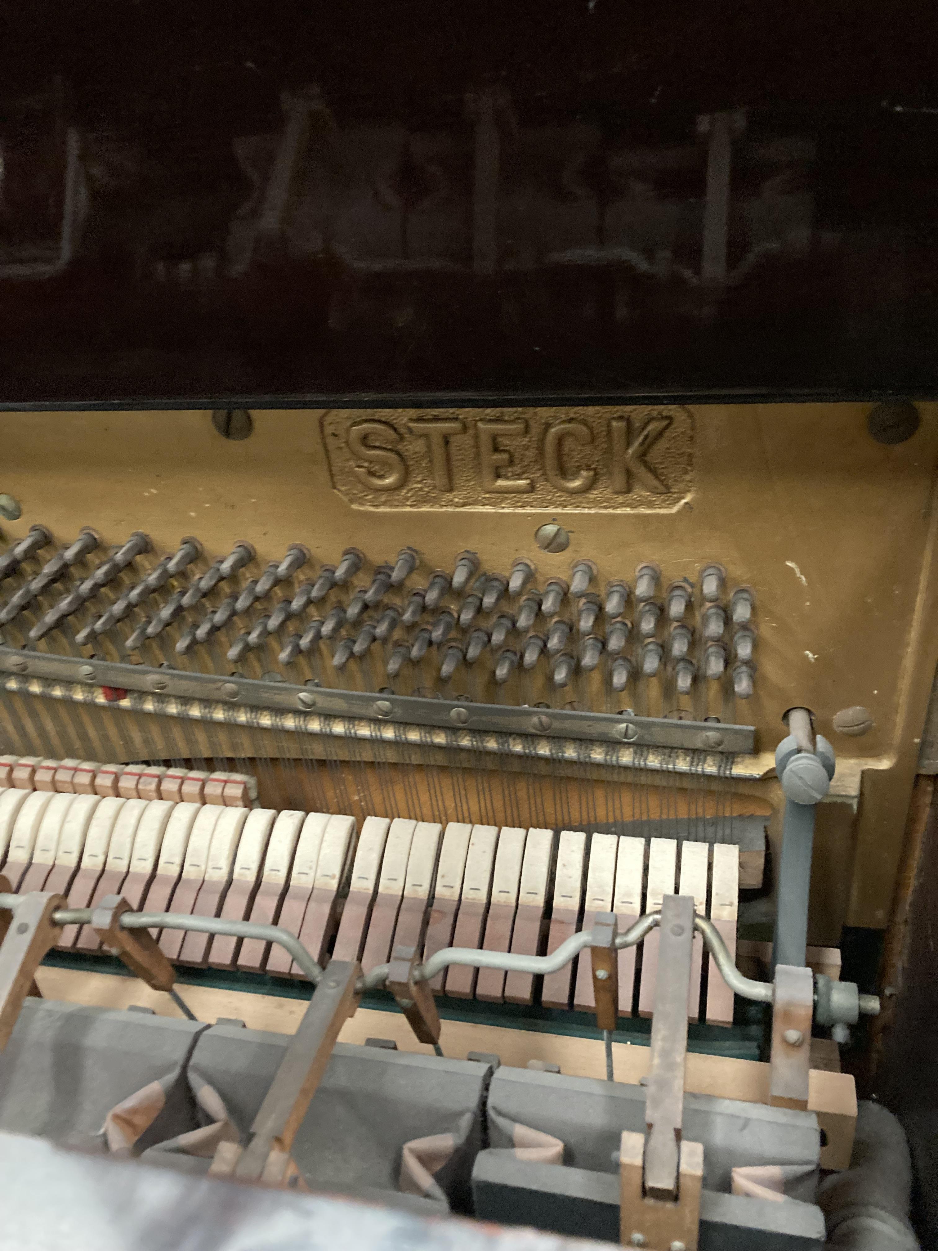 A Steck mahogany cased iron framed 'Pianola Duo-Art' piano 140cm retailed by James Smith and Son, - Image 4 of 26